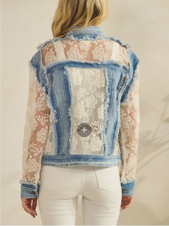 Vervet Jackets & Blazers - NWT Western Floral Lace Semi Sheer Button Down Frayed
Jacket